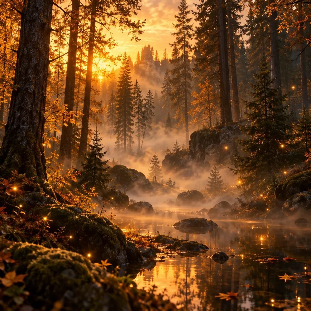 Лес затаился в золотом огне — v2